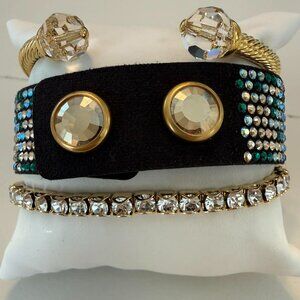 Swarovski Touchstone | Crystal Bracelet Set | Gold & Green Stack | $197 Retail